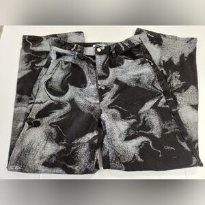 Machine Jeans Black w/gray Designs Womens Size 9 straight leg